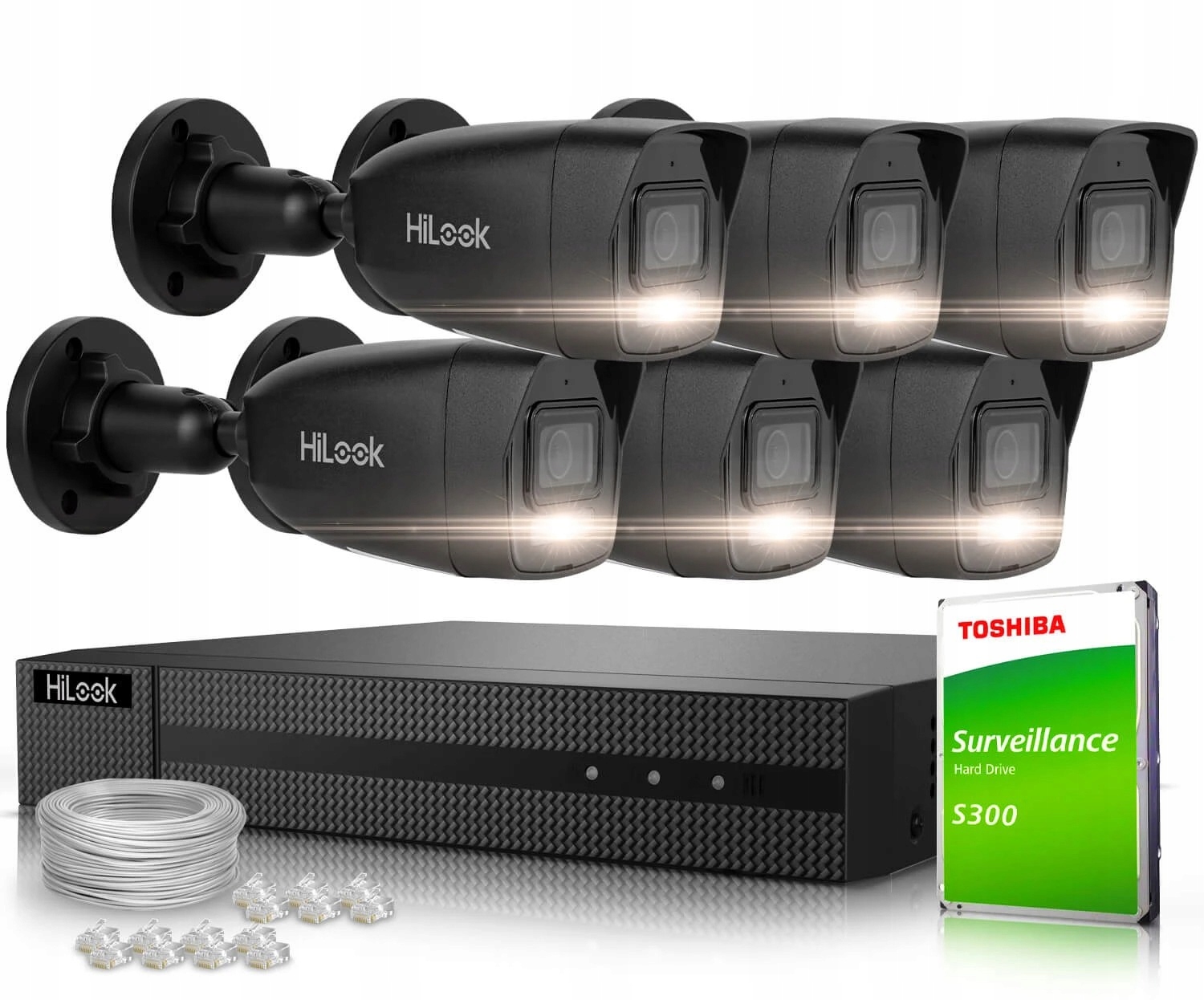 Zestaw do monitoringu IP 6x IPCAM-B4-30DL Black 4Mpx Hybrid Light 20m/30m