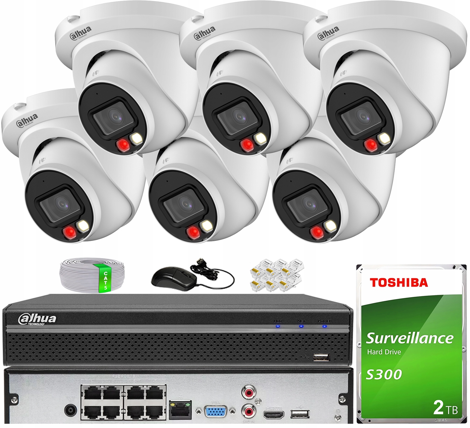 Zestaw do monitoringu IP 6x IPC-HDW2849TM-S-IL-0280B 8Mpx Dual Light 2TB