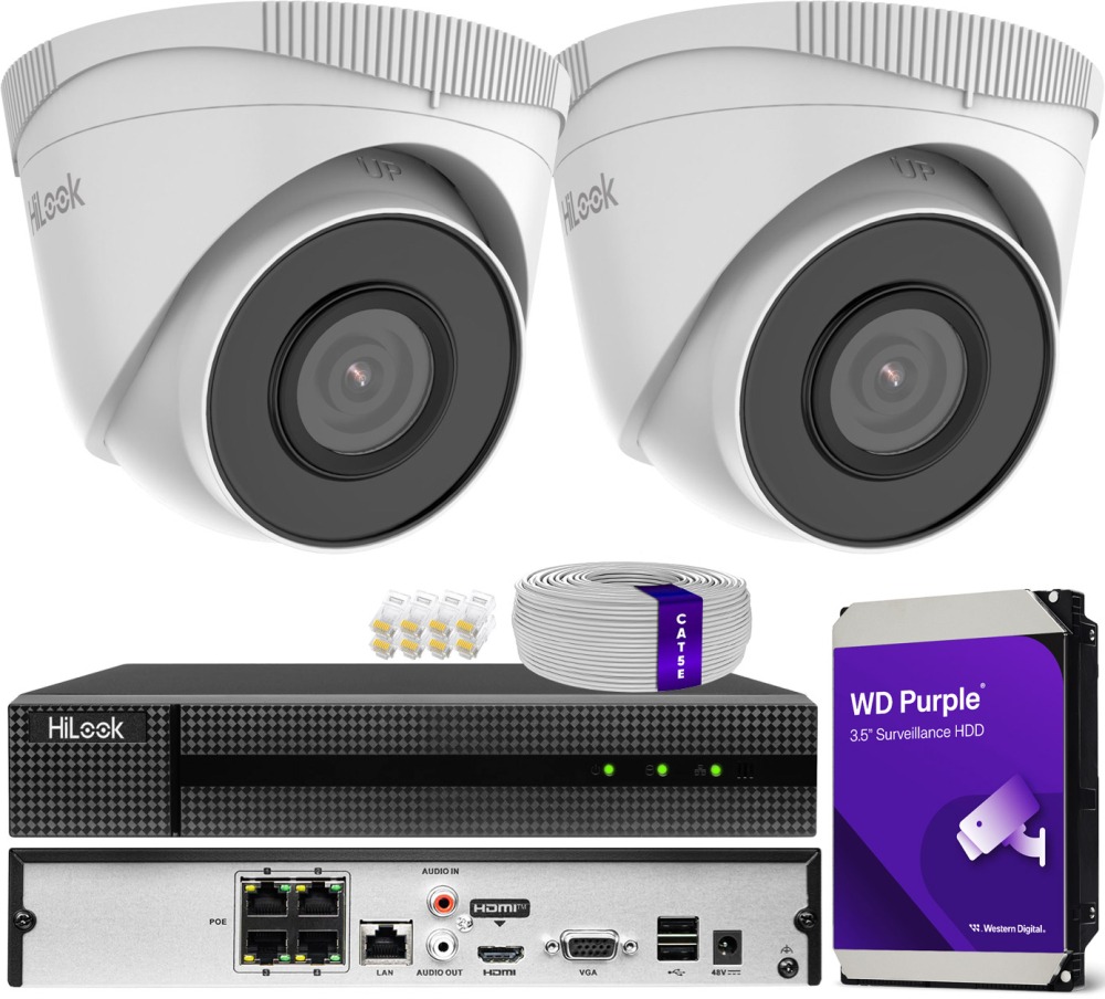 Zestaw monitoringu dom kamera IP 2x IPC-T250H 5MPx PoE IR30m