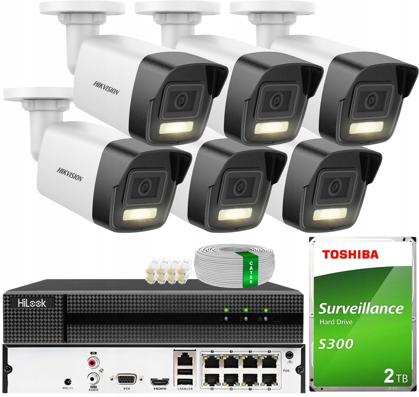 Zestaw Monitoringu IP 6x DS-2CD1061G2-LIU 6MPX Smart Hybrid Light Dysk 2TB