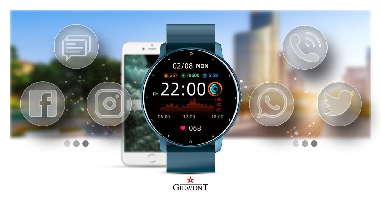 Smartwatch Giewont GW120-4 Niebieski i Niebieski Pasek Silikonowy - obrazek 7