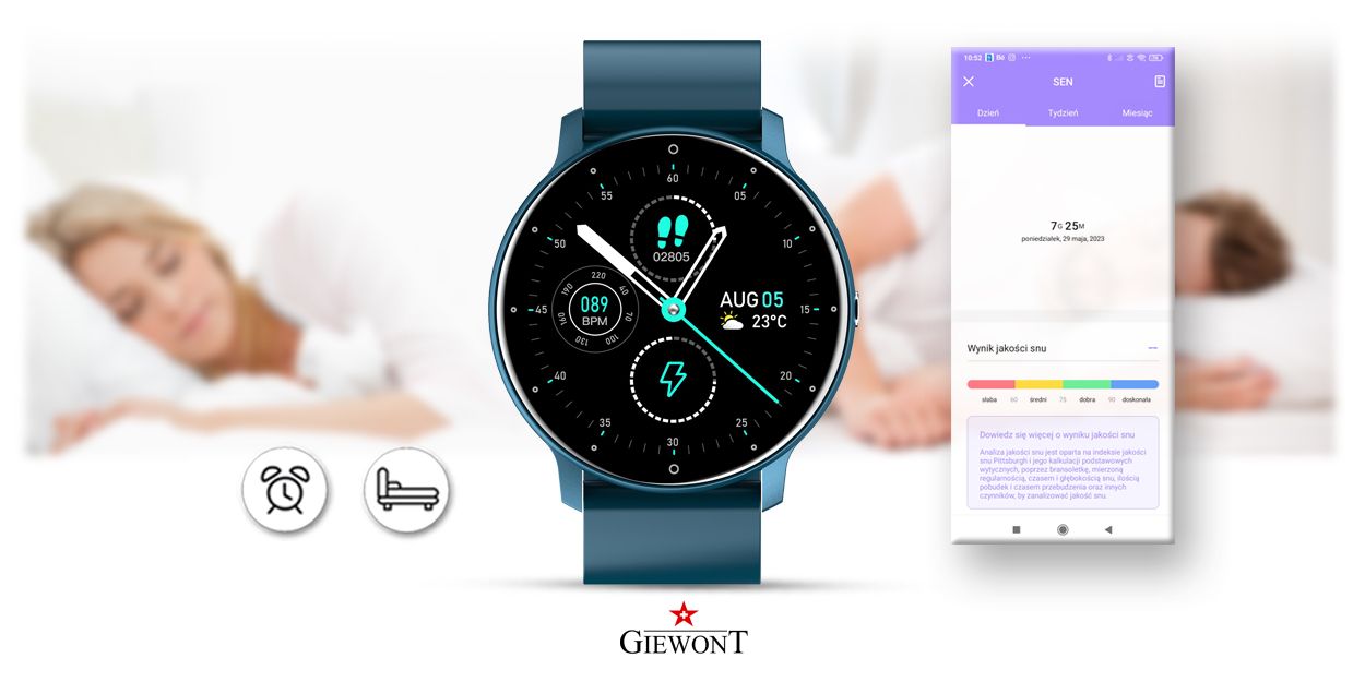 Smartwatch Giewont GW120-4 Niebieski i Niebieski Pasek Silikonowy - obrazek 11