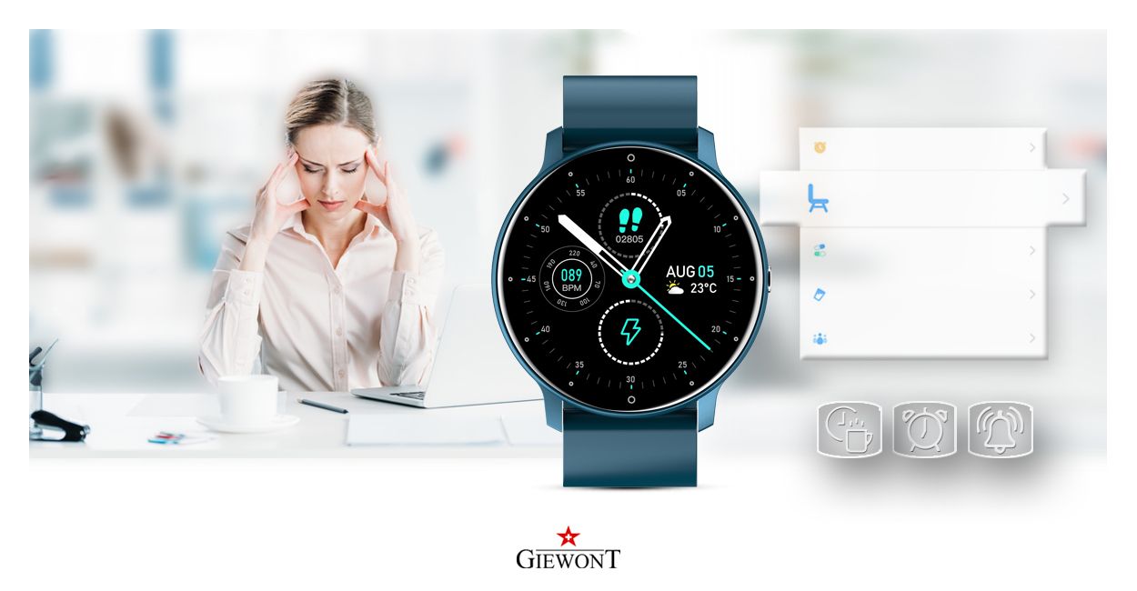 Smartwatch Giewont GW120-4 Niebieski i Niebieski Pasek Silikonowy - obrazek 12