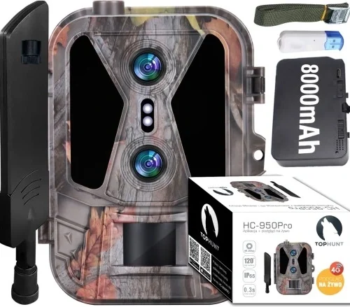 Kamera Leśna Fotopułapka 4K 4G LTE PODGLĄD na ŻYWO Aplikacja HC-950Pro AKU