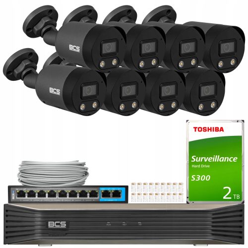 Zestaw monitoringu 8x BCS-P-TIP28FWR3L2-Ai2-G 4K 8...