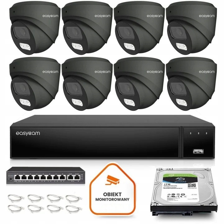 Zestaw do monitoringu IP dom kamera 8x EC-IP-D8MP30DL-G 8MPx IR30m mikrofon