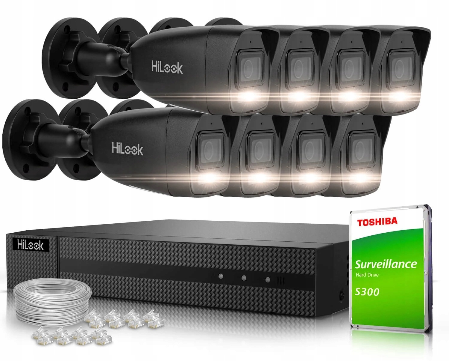 Zestaw do monitoringu IP 8x IPCAM-B4-30DL Black 4Mpx Hybrid Light 20m/30m