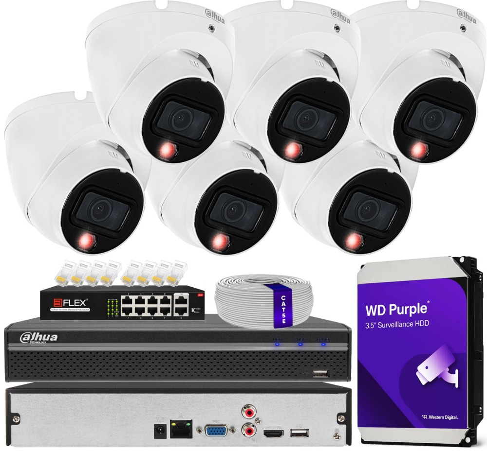 Zestaw monitoringu dom kamera IP 6x IPC-HDW1839T-A-IL 8MPx IR30 m mikrofon