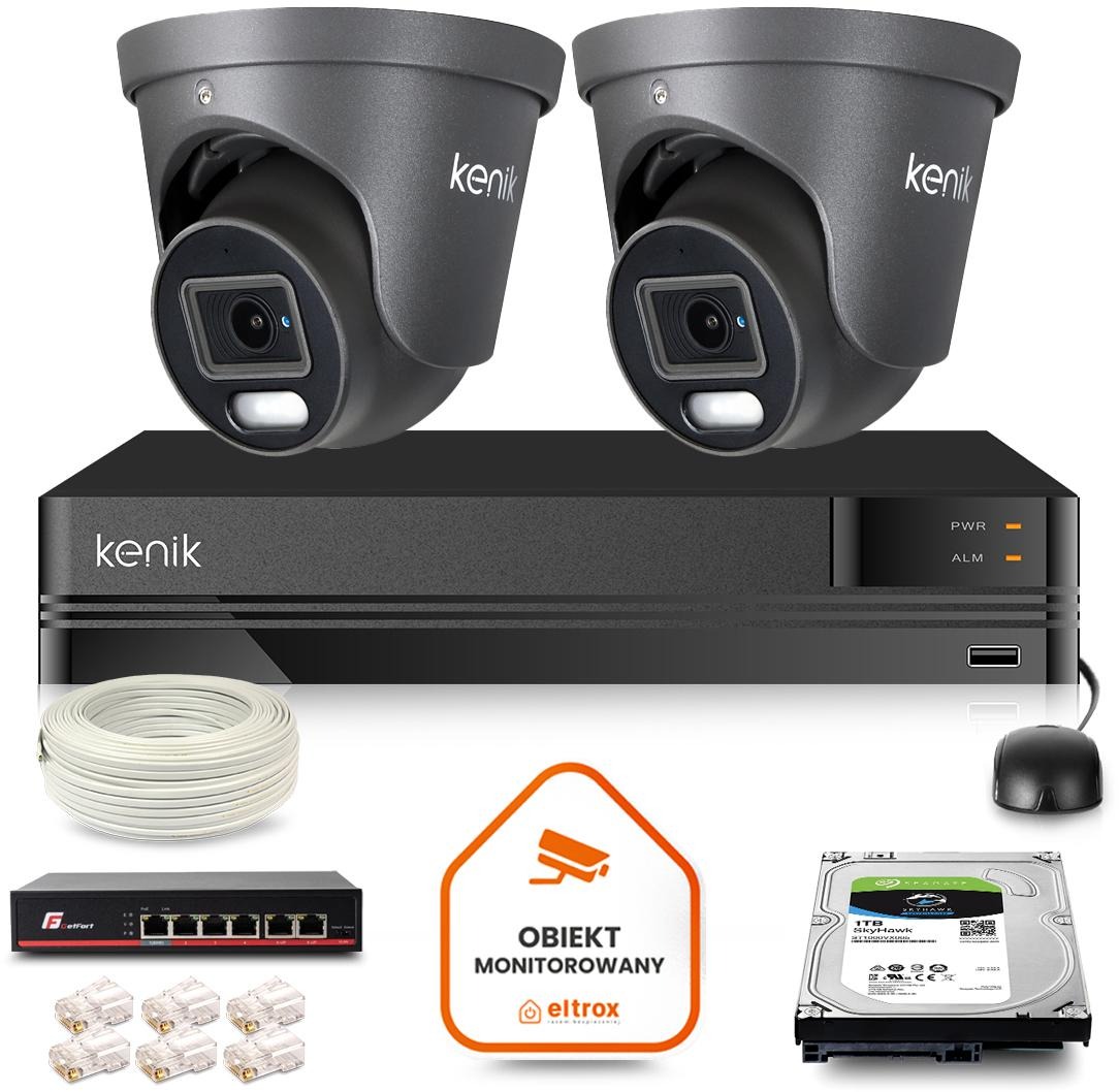Zestaw monitoringu dom firma IP 2x KG-430DPA-E-G 4Mpx IR 30m