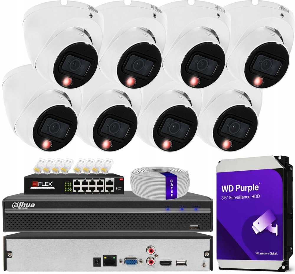 Zestaw monitoringu dom kamera IP 8x IPC-HDW1839T-A-IL 8MPx IR30 m mikrofon
