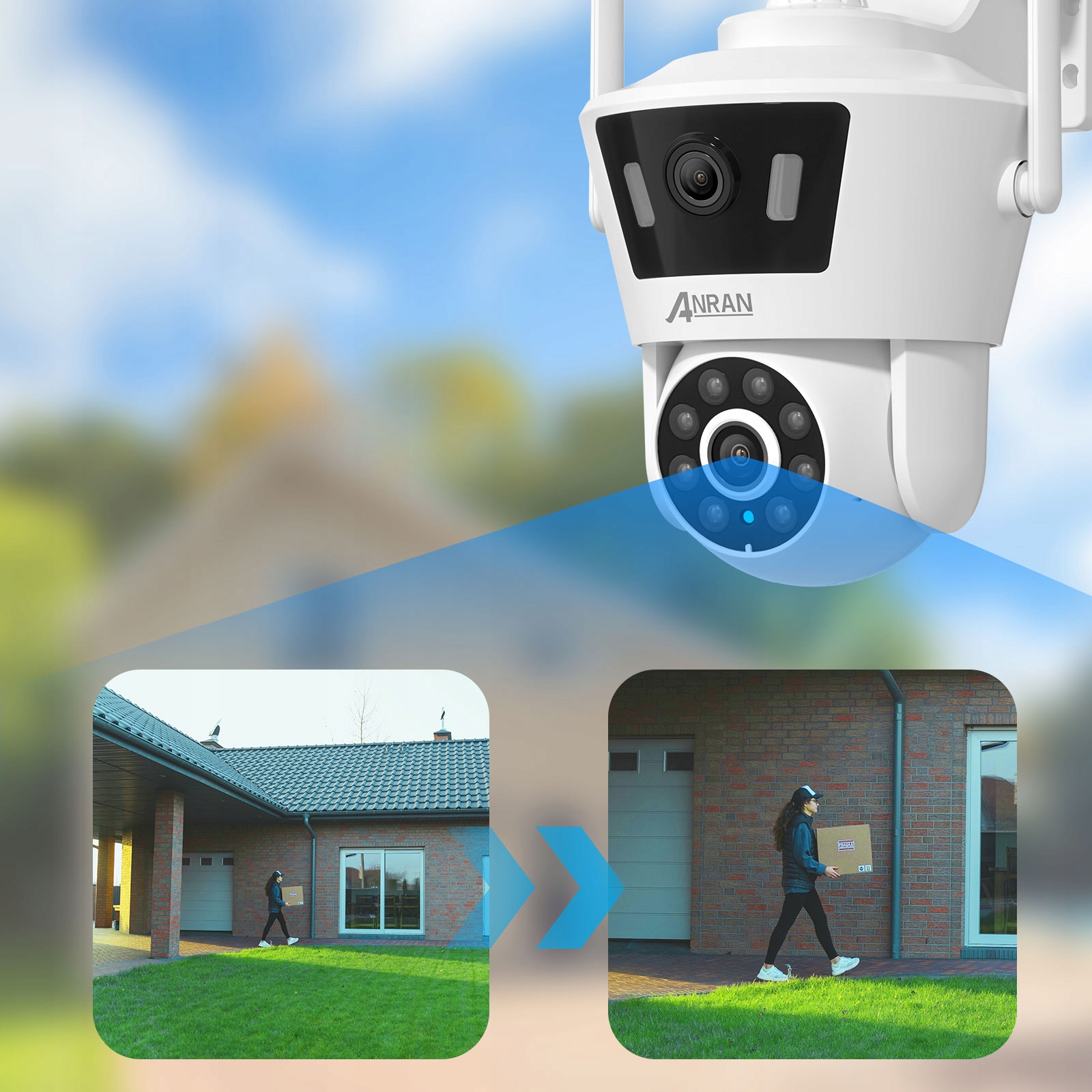 Kamera IP zewnętrzna Anran P7 Dual Lens Wifi Camera autotracking ICSEE - obrazek 4