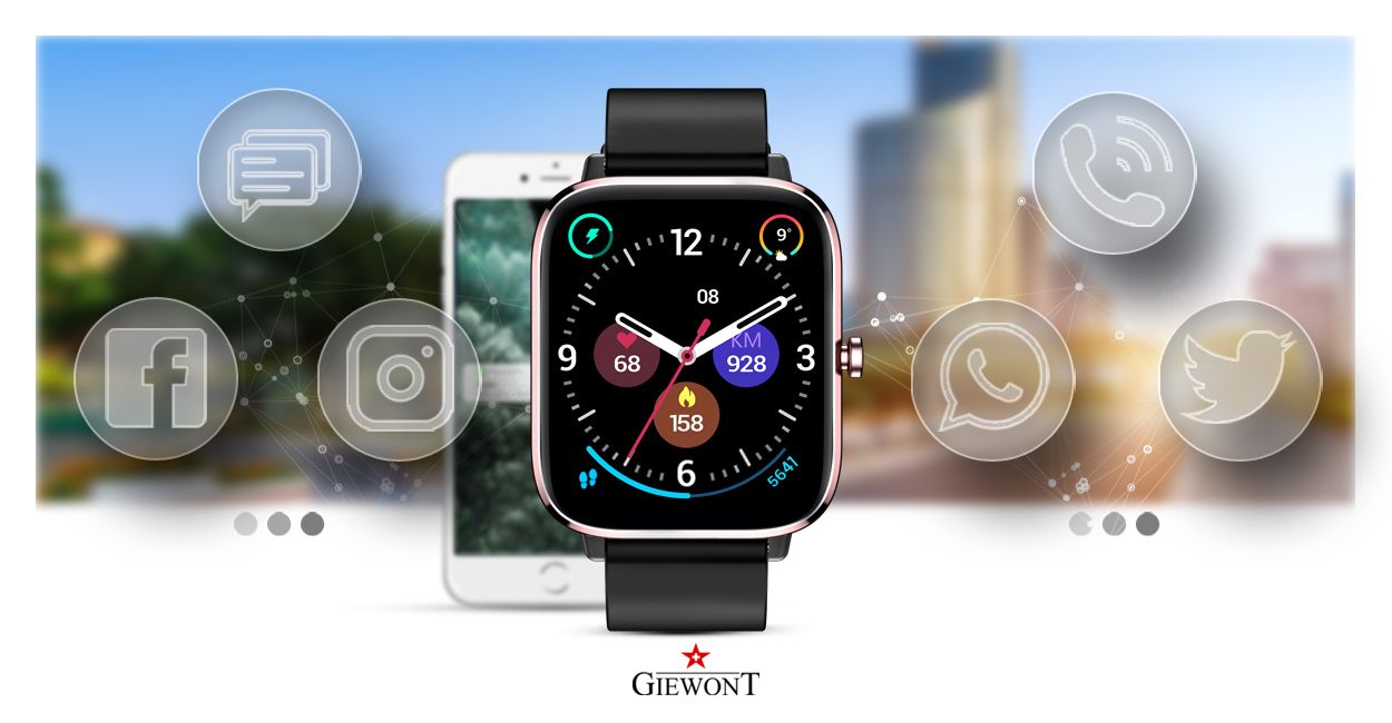 Smartwatch Giewont GW230-3 Tarcza Różowe Złoto i Czarny Pasek Silikonowy - obrazek 8