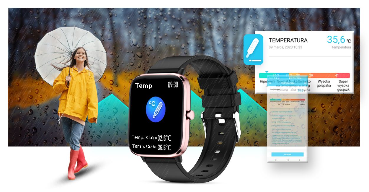 Smartwatch Giewont GW230-3 Tarcza Różowe Złoto i Czarny Pasek Silikonowy - obrazek 12