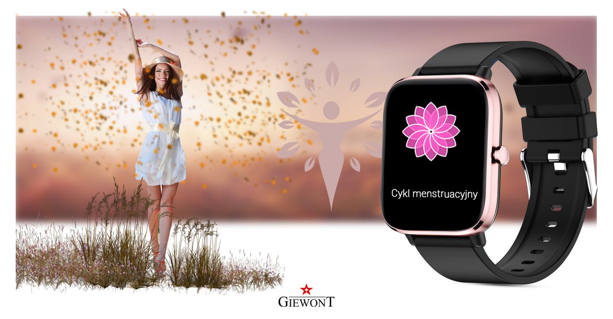 Smartwatch Giewont GW230-3 Tarcza Różowe Złoto i Czarny Pasek Silikonowy - obrazek 9