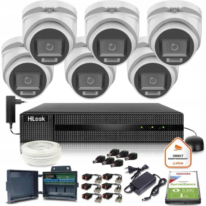 Zestaw do monitoringu 4w1 AHD IP 6x TVICAM-T2M-20DL 2MPx IR20 m