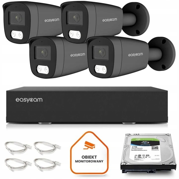Zestaw do monitoringu IP dom kamera 4x EC-IP-B5MP30DL-G 5MPx IR30m mikrofon