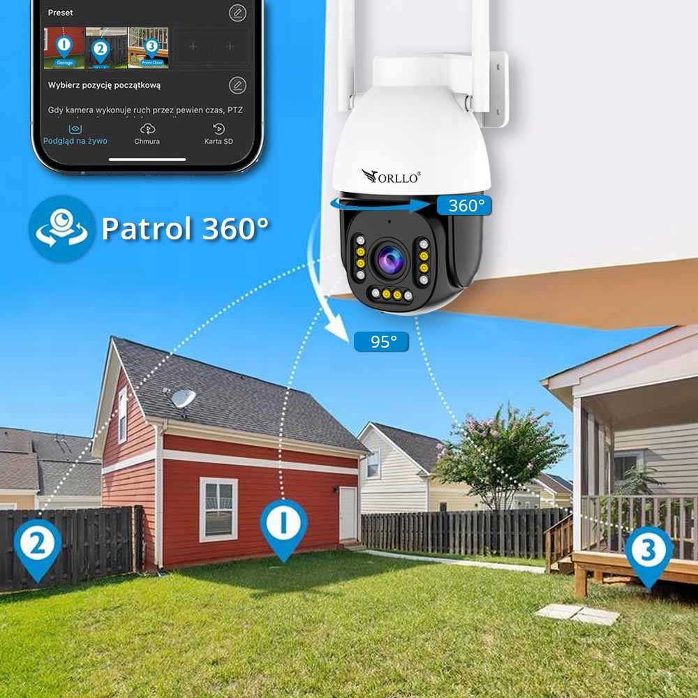 Kamera WiFi IP ORLLO Z9 ULTRA Zewn Obrót 4MP Zoom x10 2.7K+zasilacz+ - obrazek 5