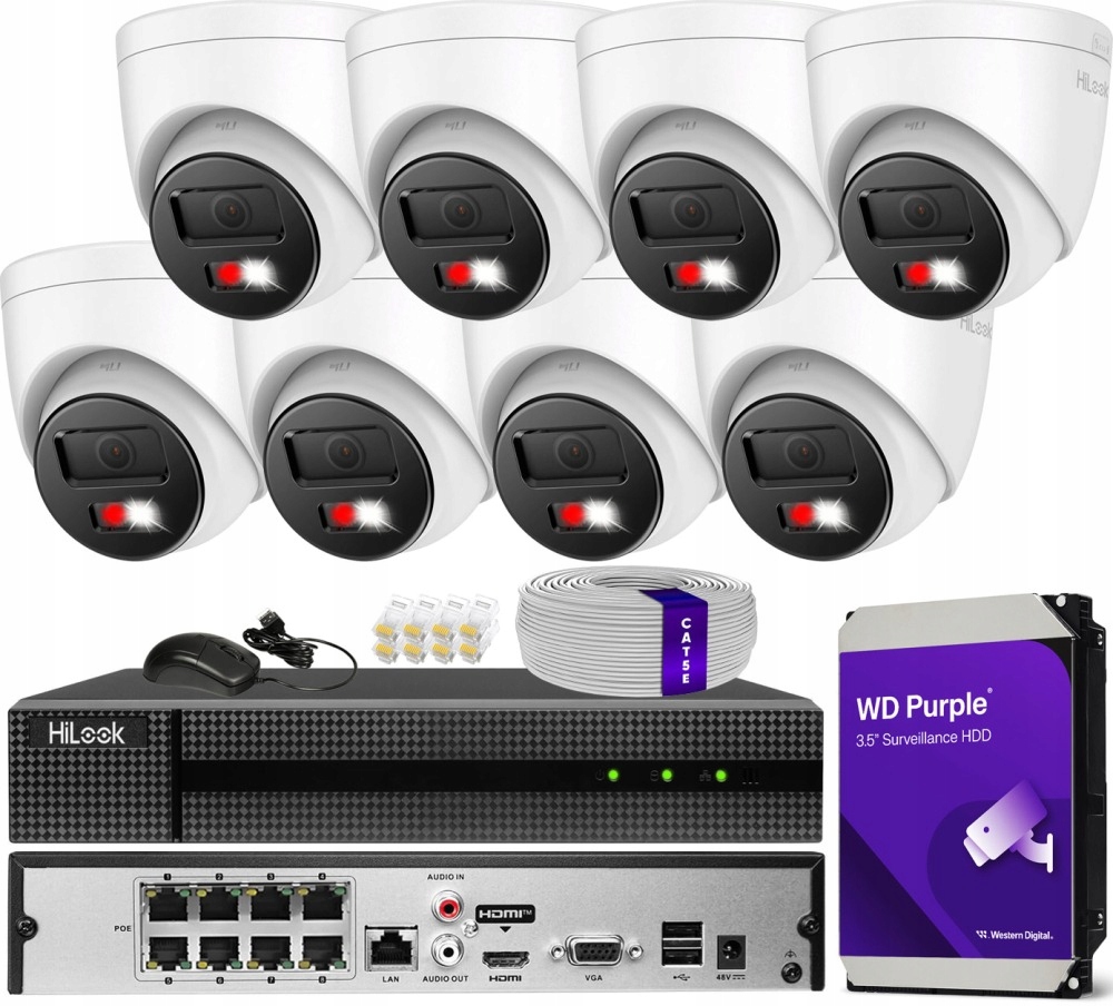 Zestaw monitoringu dom kamera IP 8x IPC-T280HA-LUF/SL 8MPx IR 30 m mikrofon