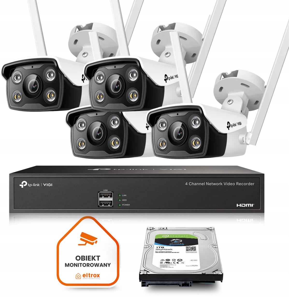 Zestaw monitoringu dom firma WIFI 4x VIGI C340-W (4mm) 4Mpx IR 30m mikrofon