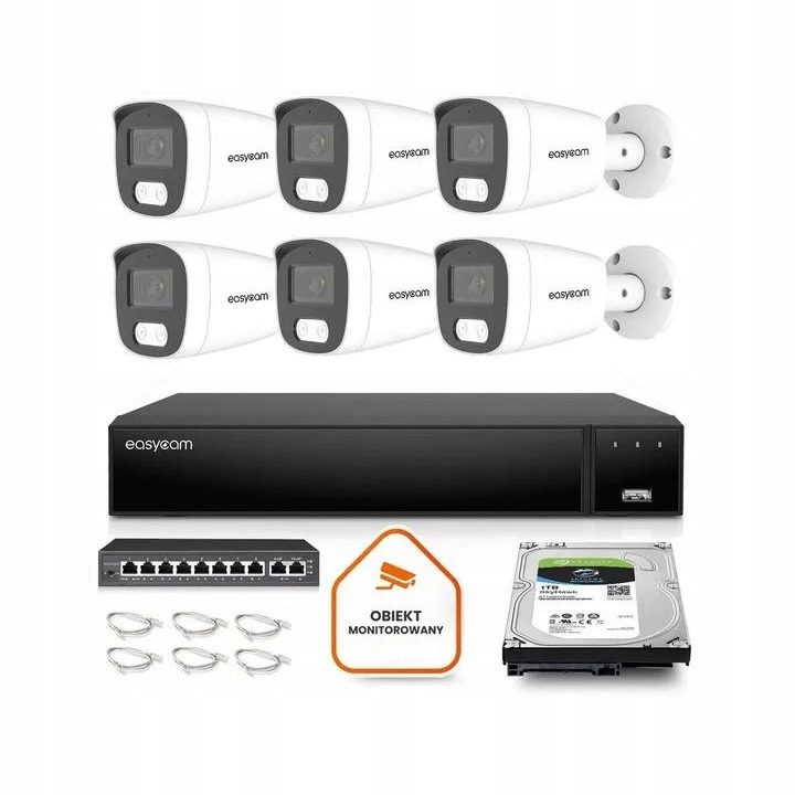 Zestaw do monitoringu dom kamera IP 6x EC-IP-B8MP30DL-W 8MPx IR30m mikrofon