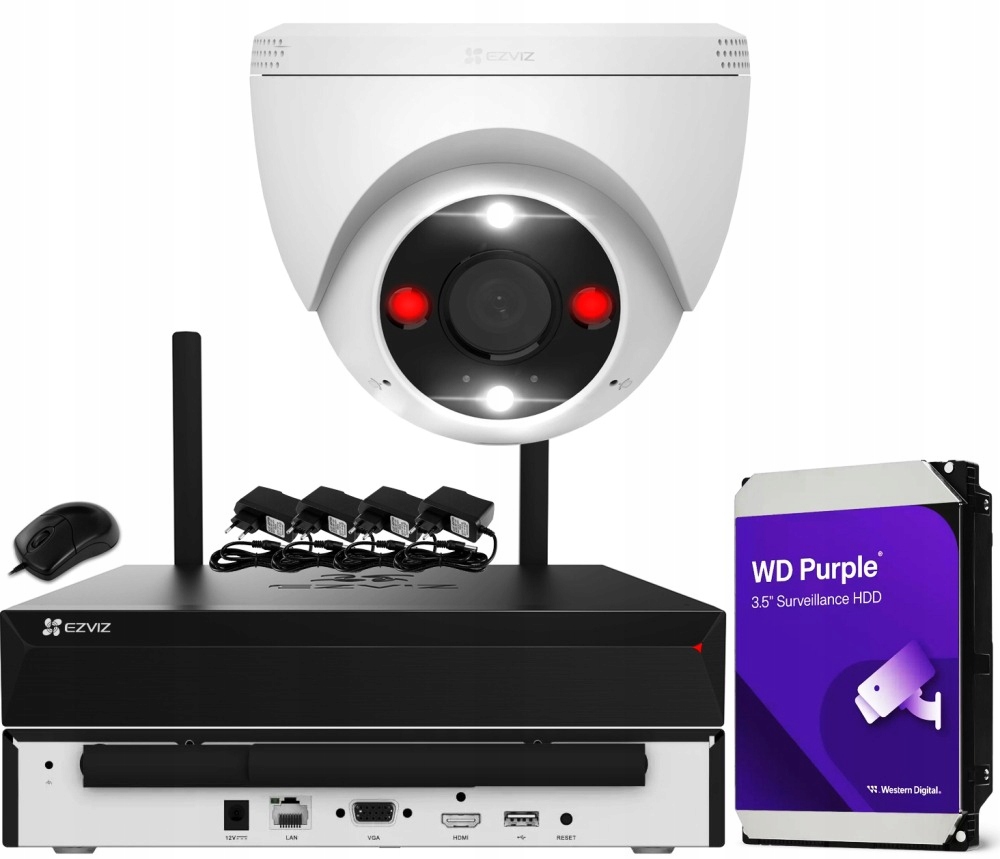 Zestaw monitoringu WiFi dom kamera IP 1x CS-H4 2K 3MPx PoE IR30m audio