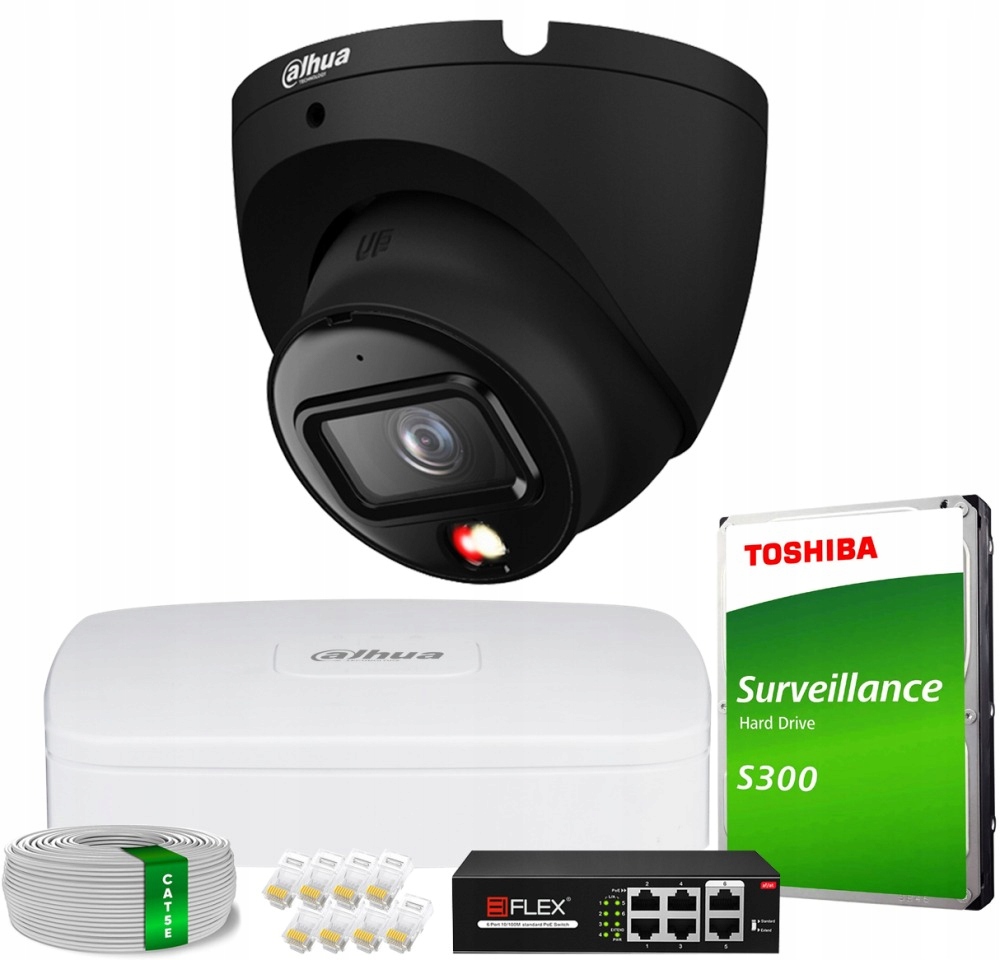 Zestaw monitoringu dom kamera IP 1x IPC-HDW1639T-A-IL-BLACK 6MPx IR30 audio