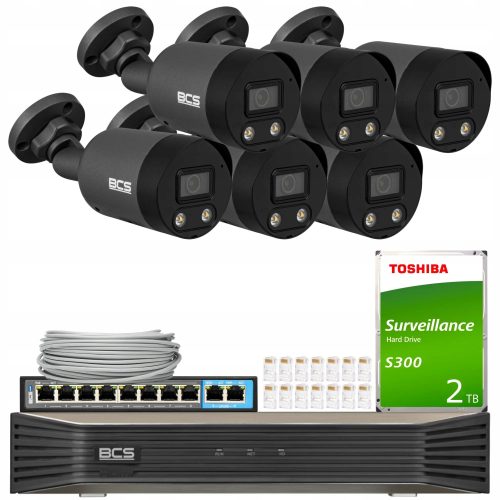Zestaw monitoringu 6x BCS-P-TIP28FWR3L2-Ai2-G 4K 8...