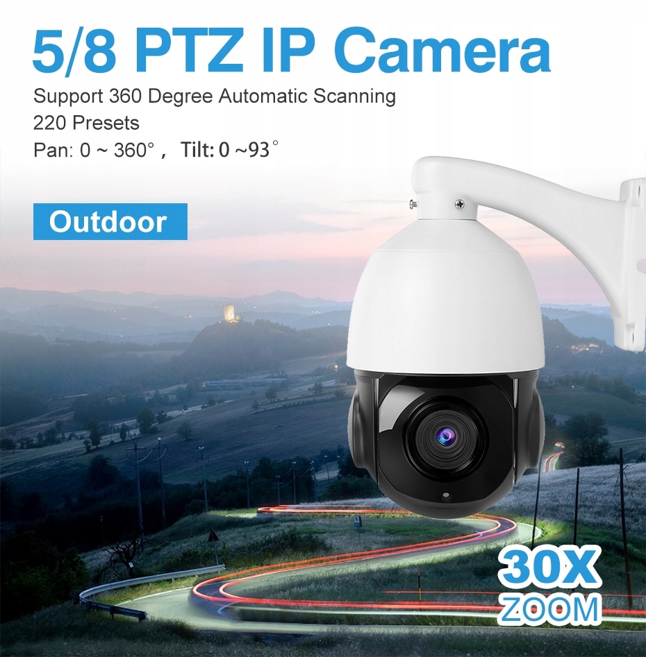 Kamera Obrotowa IP sieciowa 4K POE IR100m 30xZoom Slot mSD 128GB Audio - obrazek 5