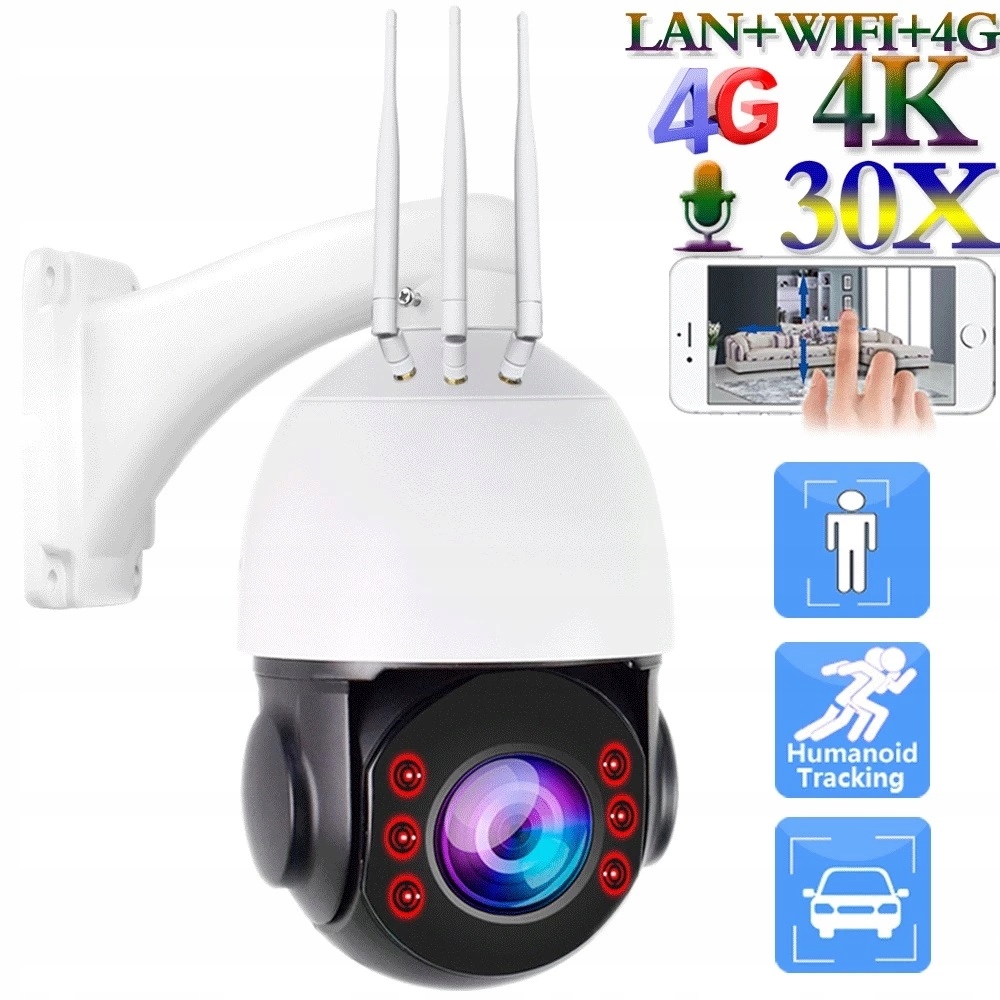 KAMERA OBROTOWA NA KARTE SIM 4G ZOOM x30 8MPX 4K 128GB GRATIS CAM HI APP - obrazek 2