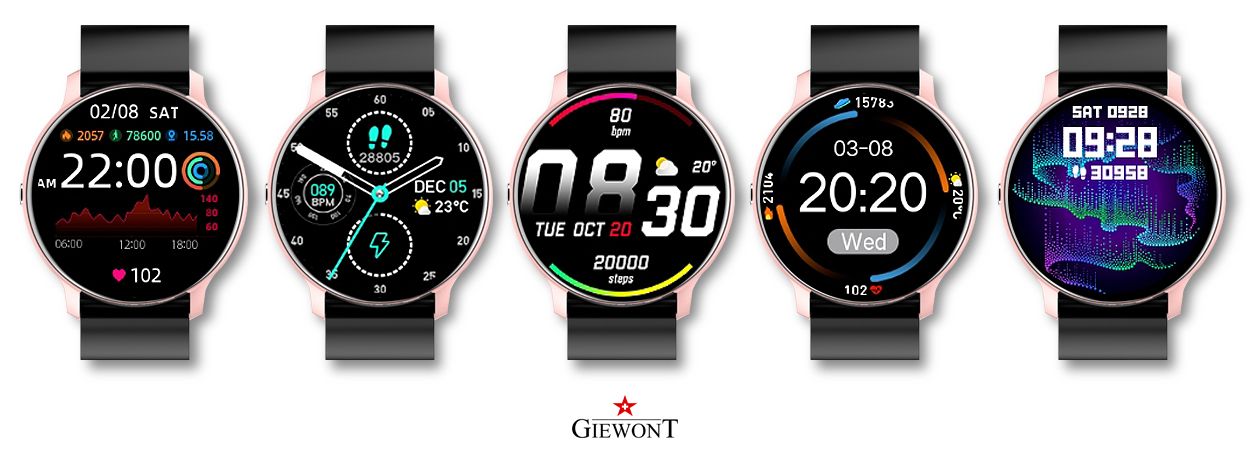 Smartwatch Giewont GW120-3 Różowy i Czarny Pasek Silikonowy - obrazek 5