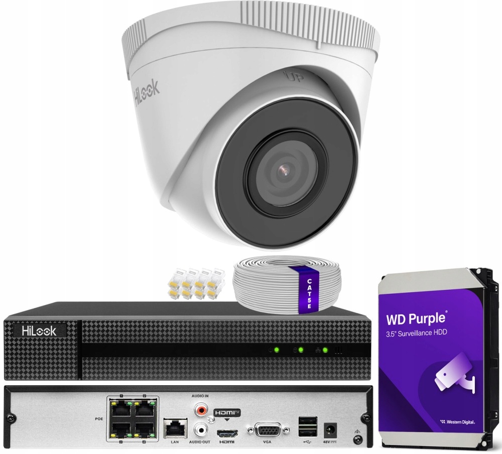 Zestaw monitoringu dom kamera IP 1x IPC-T250H 5MPx PoE IR30m
