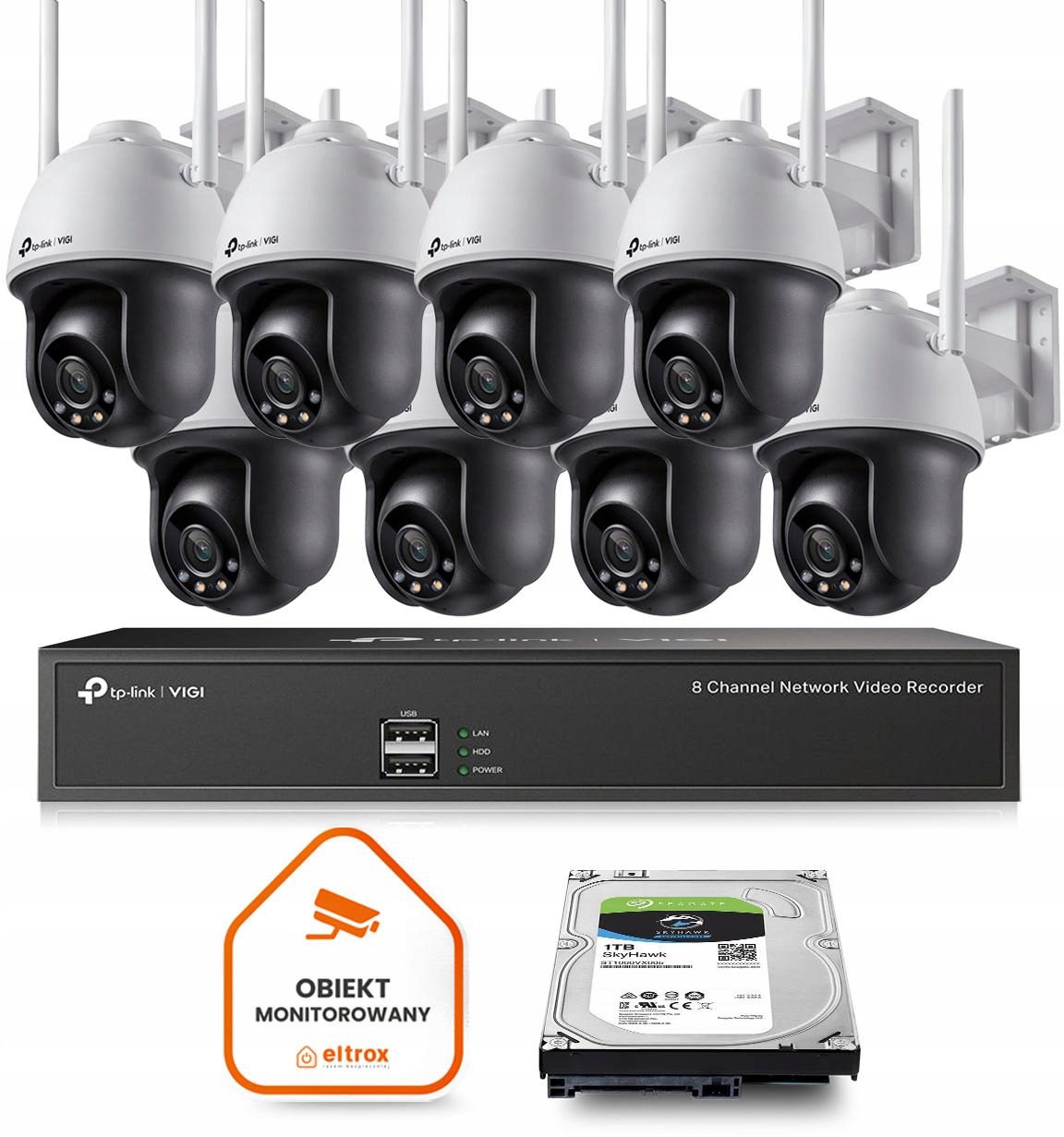 Zestaw monitoringu dom firma WIFI 8x VIGI C540-W 4Mpx IR 30m mikrofon