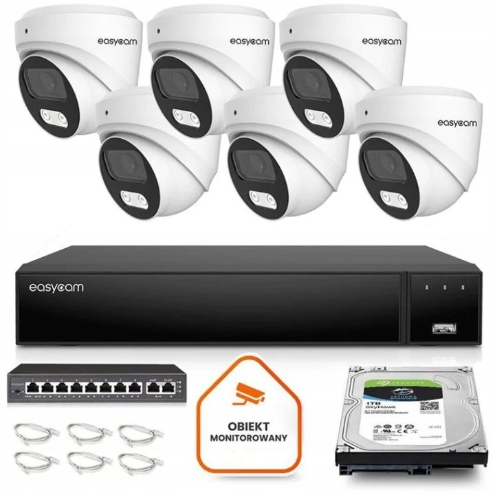 Zestaw do monitoringu IP dom kamera 6x EC-IP-D5MP30DL-W 5MPx IR40m mikrofon