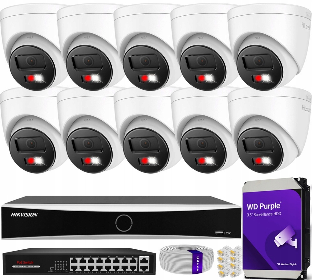 Zestaw monitoringu dom kamera IP 10x IPC-T280HA-LUF/SL 8MPx IR30 m mikrofon