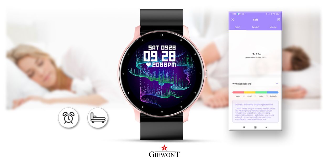 Smartwatch Giewont GW120-3 Różowy i Czarny Pasek Silikonowy - obrazek 11