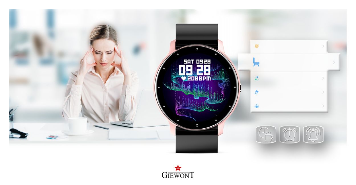 Smartwatch Giewont GW120-3 Różowy i Czarny Pasek Silikonowy - obrazek 12