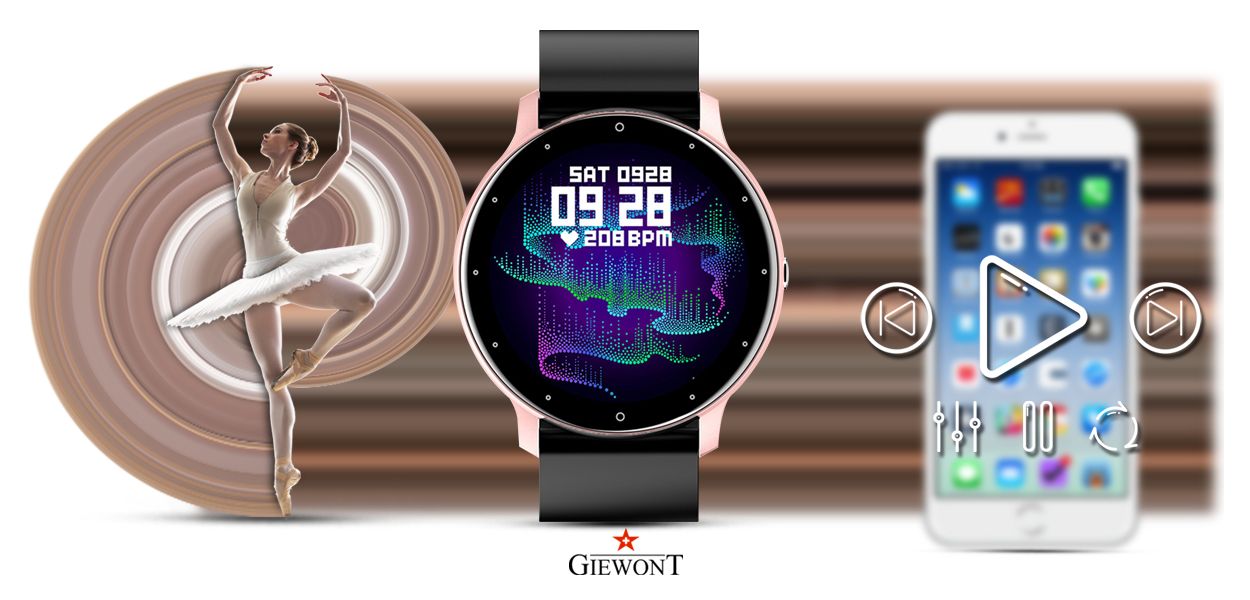 Smartwatch Giewont GW120-3 Różowy i Czarny Pasek Silikonowy - obrazek 14