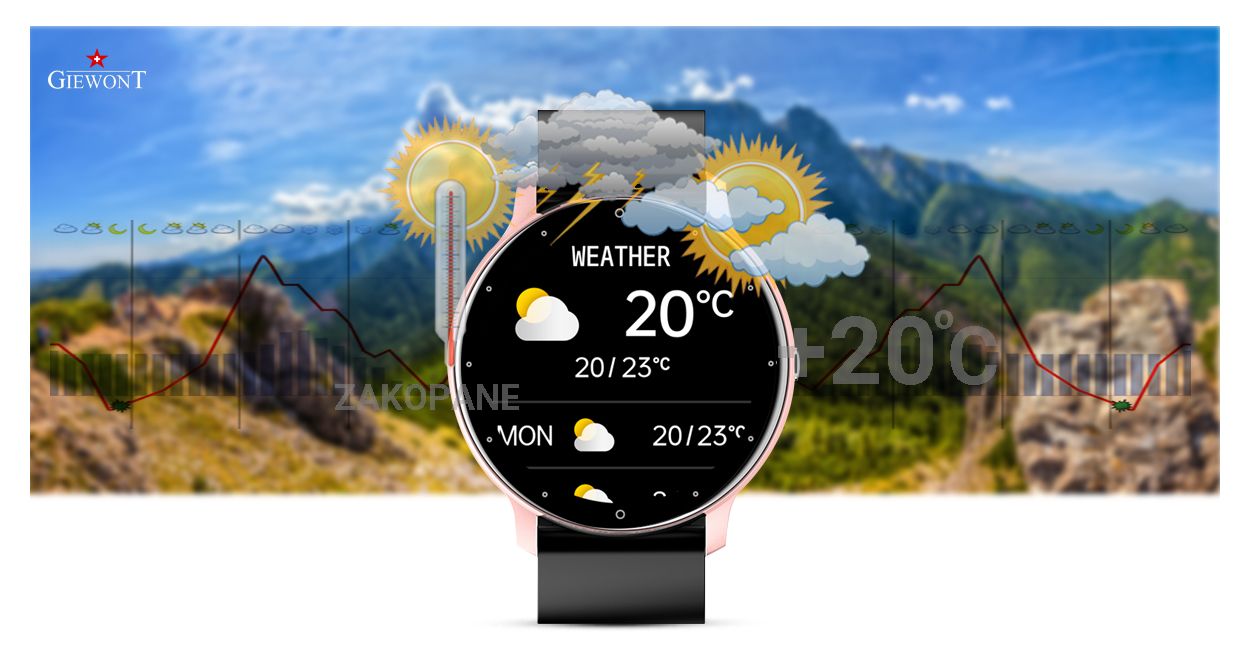 Smartwatch Giewont GW120-3 Różowy i Czarny Pasek Silikonowy - obrazek 15