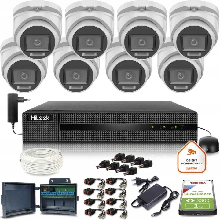 Zestaw do monitoringu 4w1 AHD IP 8x TVICAM-T2M-20DL 2MPx IR20 m