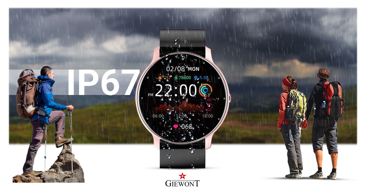 Smartwatch Giewont GW120-3 Różowy i Czarny Pasek Silikonowy - obrazek 16