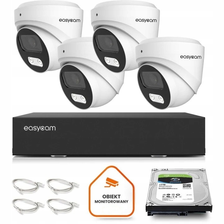 Zestaw do monitoringu IP dom kamera 4x EC-IP-D5MP30DL-W 5MPx IR40m mikrofon