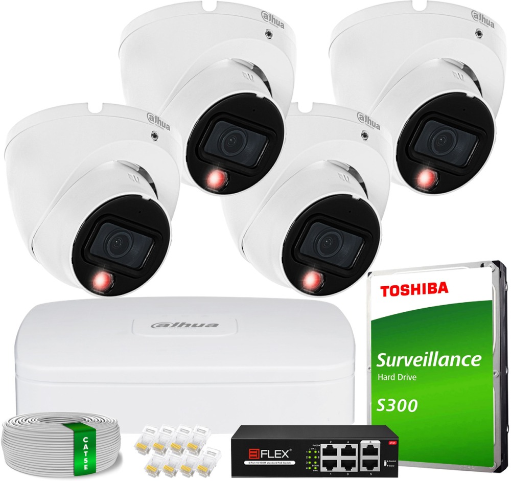 Zestaw monitoringu dom kamera IP 4x IPC-HDW1839T-A-IL 8MPx IR30 m mikrofon
