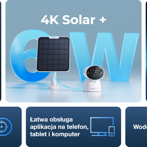 Kamera Wifi Reolink obrotowa śledzenie Argus Track 4K 8Mpx z panelem 6W | Detekcja i śledzenie osób, pojazdów i zwierząt | Akumulator | Bezprzewodowa Wifi | Panel solarny 6W