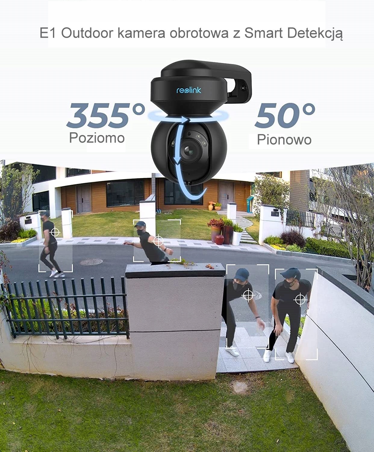 Kamera zewnętrzna Reolink E1 Outdoor czarna | obrotowa | Wifi | Czujnik ruchu z wykrywaniem postaci i pojazdów - obrazek 5