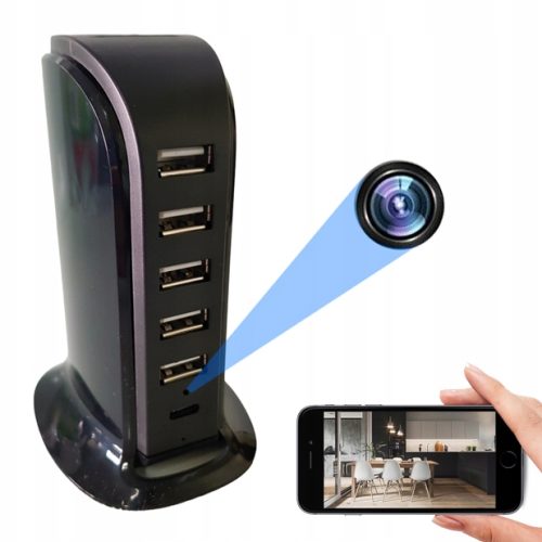 UKRYTA KAMERA WiFi W ŁADOWARCE 5xUSB ŁADOWARKA S...