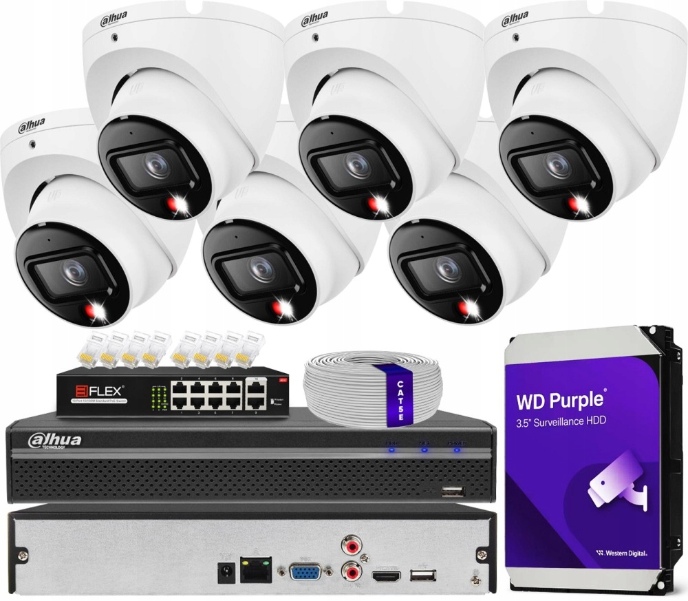 Zestaw monitoringu dom kamera IP 6x IPC-HDW1639T-A-IL 6MPx IR30 m mikrofon