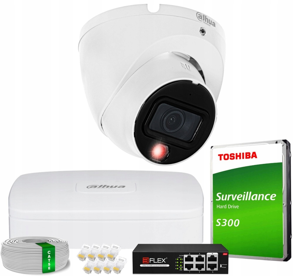 Zestaw monitoringu dom kamera IP 1x IPC-HDW1839T-A-IL 8MPx IR30 m mikrofon
