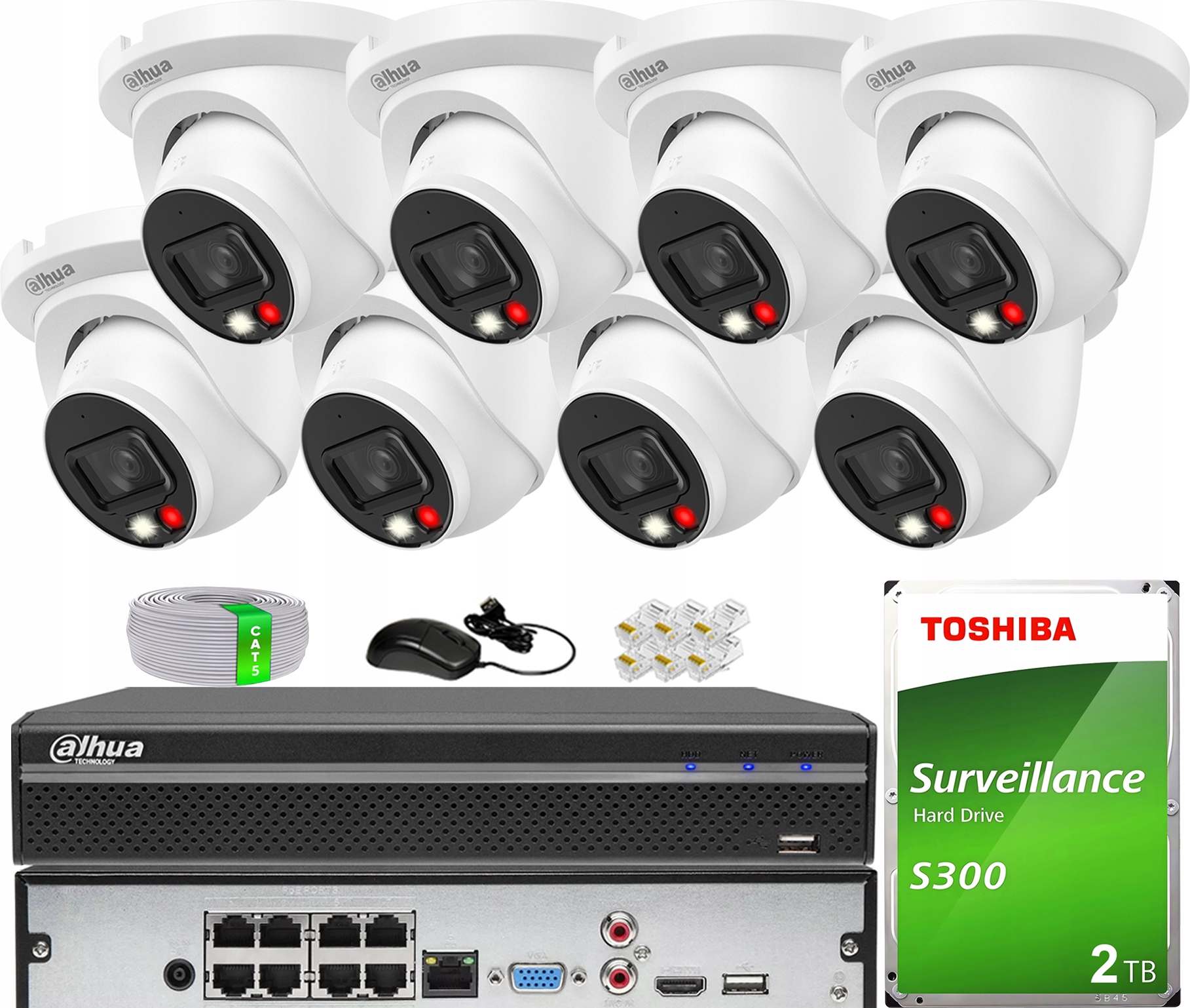 Zestaw do monitoringu IP 8x IPC-HDW2649TM-S-IL-0280B 6MPx PoE Dual Light