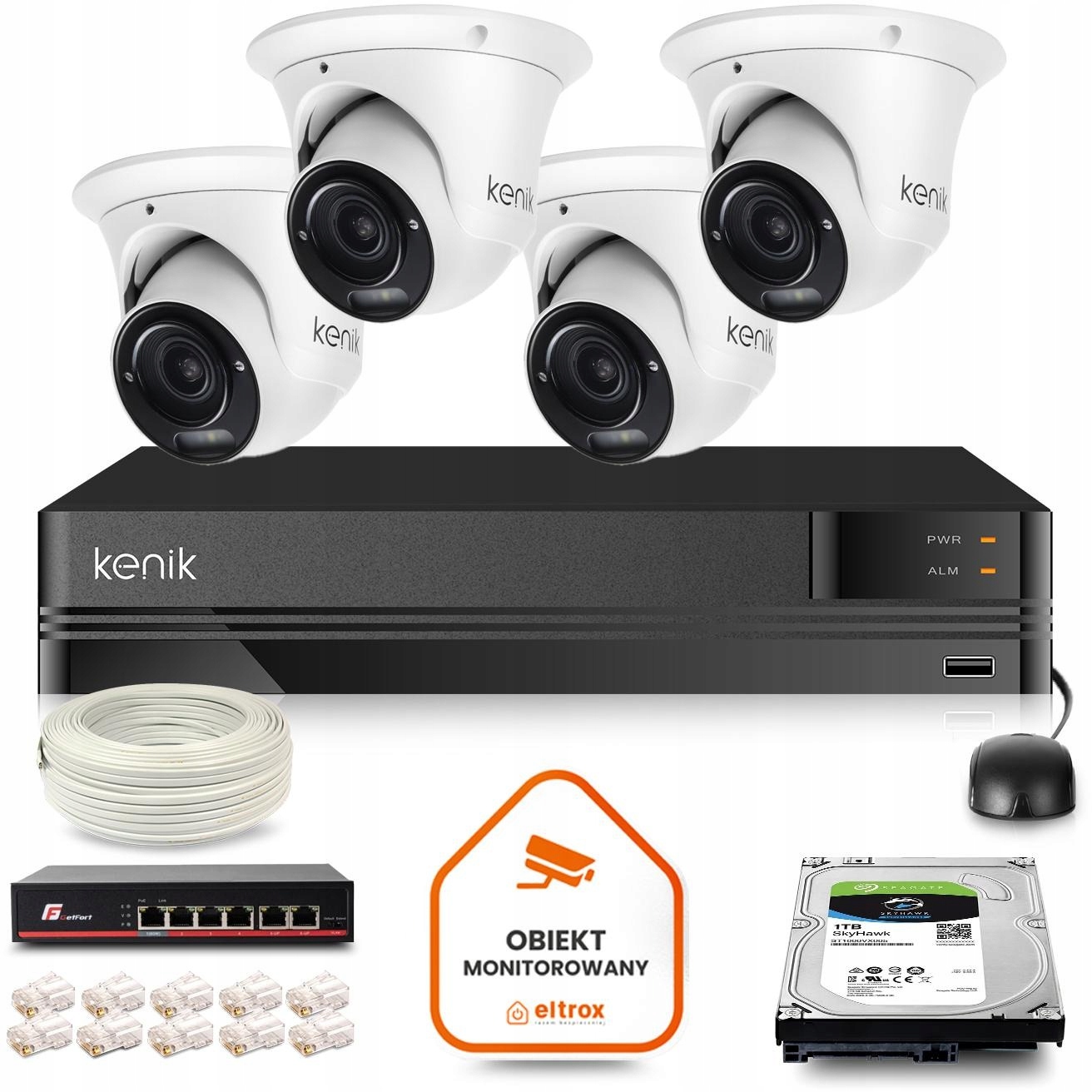 Zestaw monitoringu dom firma IP 4x KG-2160DVFAS-IL 2Mpx IR 60m