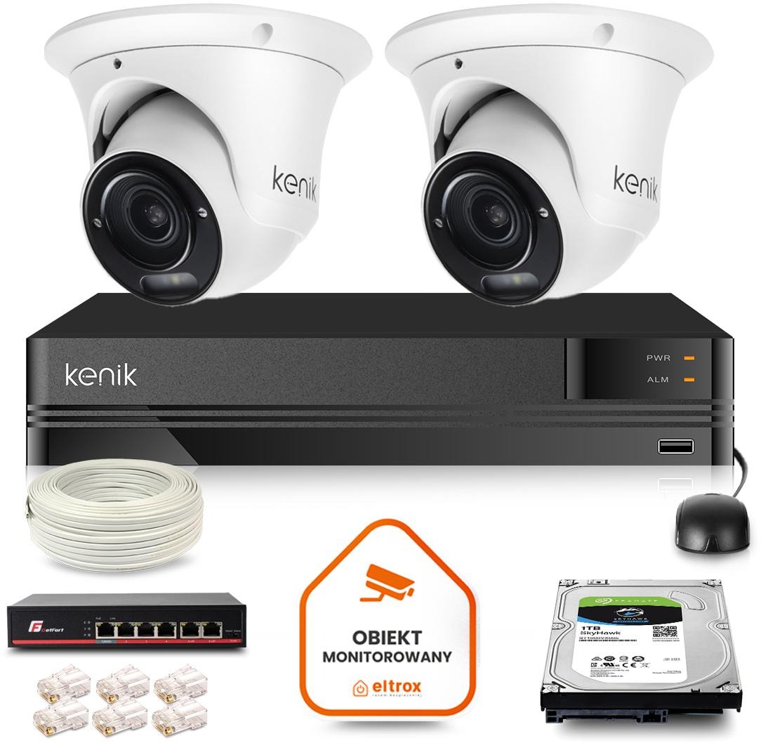 Zestaw monitoringu dom firma IP 2x KG-2160DVFAS-IL 2Mpx IR 60m